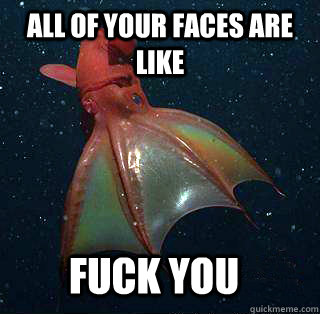 all of your faces are like fuck you - Bad Simile Squid