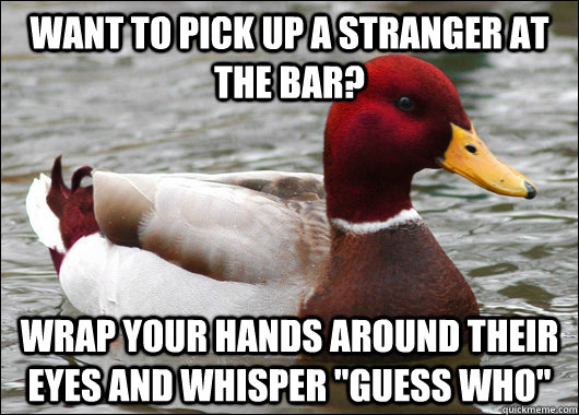 want to pick up a stranger at the bar wrap your hands aroun - Malicious Advice Mallard