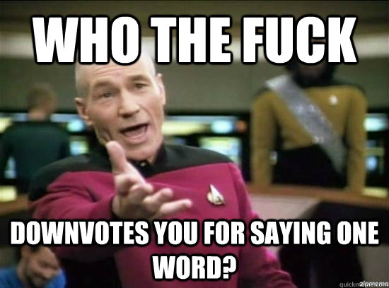 who the fuck downvotes you for saying one word - Annoyed Picard HD