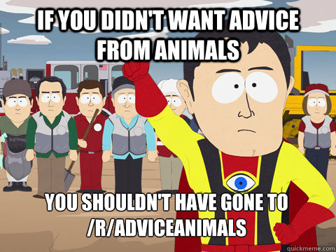 if you didnt want advice from animals you shouldnt have go - Captain Hindsight