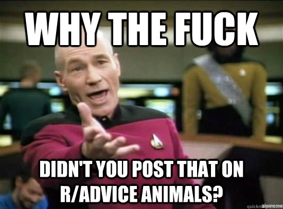 why the fuck didnt you post that on radvice animals - Annoyed Picard HD