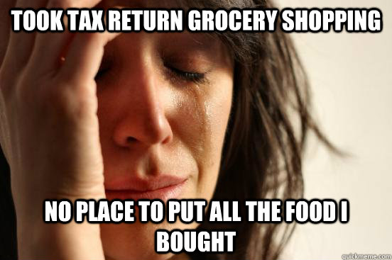 took tax return grocery shopping no place to put all the foo - First World Problems
