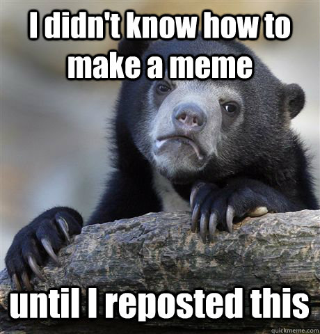 i didnt know how to make a meme until i reposted this - Confession Bear