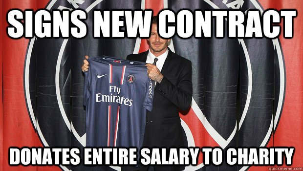 signs new contract donates entire salary to charity - GOOD GUY BECKHAM