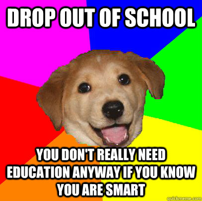 drop out of school you dont really need education anyway if - Advice Dog