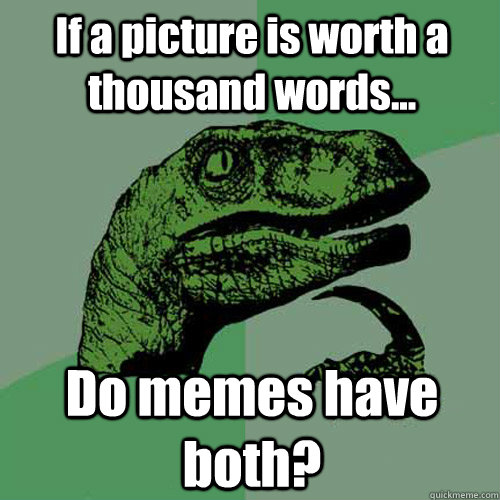 if a picture is worth a thousand words do memes have both - Philosoraptor
