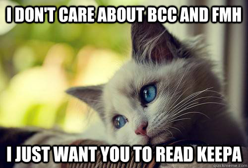 i dont care about bcc and fmh i just want you to read keepa - First World Problems Cat