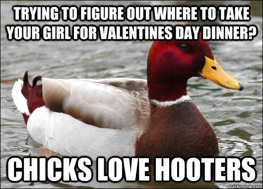 trying to figure out where to take your girl for valentines - Malicious Advice Mallard
