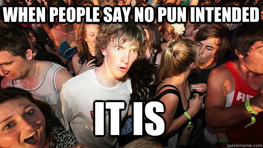when people say no pun intended it is - Sudden Clarity Clarence