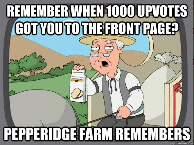remember when 1000 upvotes got you to the front page pepper - Pepperidge Farm Remembers