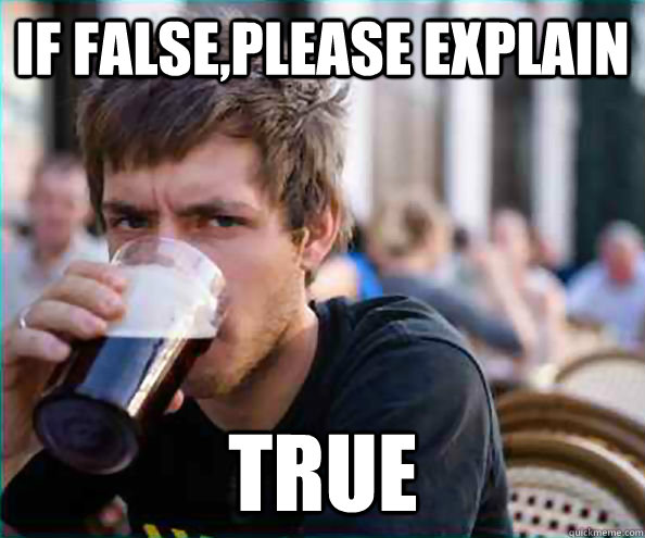 if falseplease explain true - Lazy College Senior