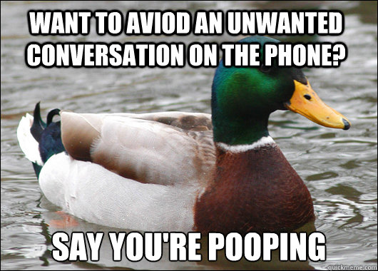 want to aviod an unwanted conversation on the phone say you - Actual Advice Mallard