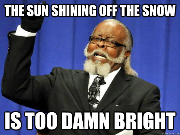 the sun shining off the snow is too damn bright - Toodamnhigh