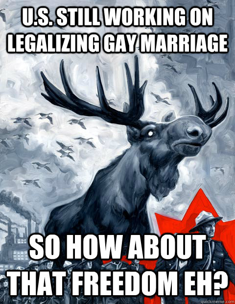 us still working on legalizing gay marriage so how about t - Vindictive Canadian Moose Overlord