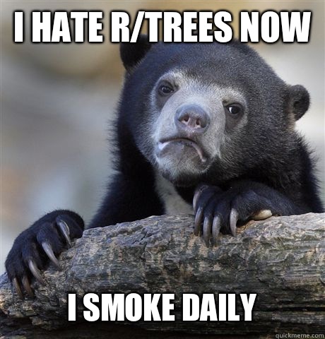 I HATE RTREES NOW I SMOKE DAILY - Confession Bear