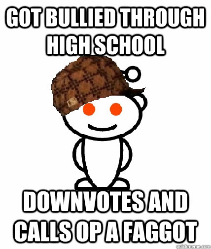 got bullied through high school downvotes and calls op a fag - Scumbag Redditor