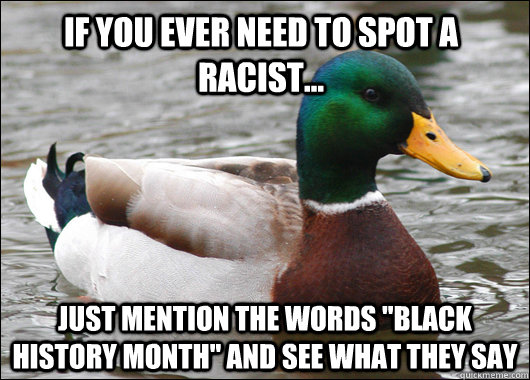 if you ever need to spot a racist just mention the words - Actual Advice Mallard