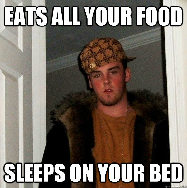 eats all your food sleeps on your bed - Scumbag Steve