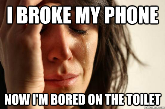 i broke my phone now im bored on the toilet - First World Problems