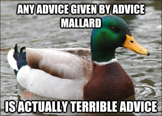 any advice given by advice mallard is actually terrible advi - BadBadMallard