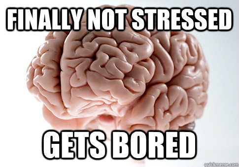 finally not stressed gets bored - Scumbag Brain