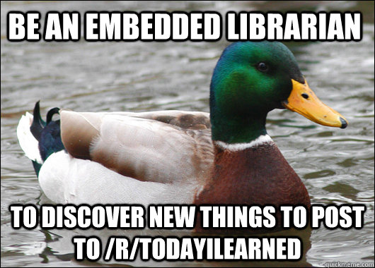 be an embedded librarian to discover new things to post to - Actual Advice Mallard