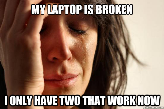 my laptop is broken i only have two that work now - First World Problems