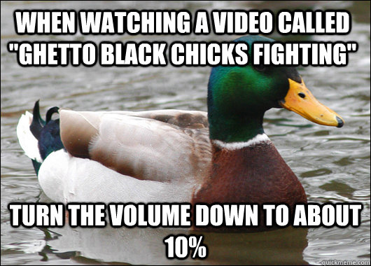 when watching a video called ghetto black chicks fighting - Actual Advice Mallard