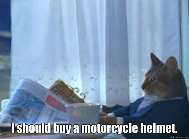 i should buy a motorcycle helmet - I should buy a boat cat