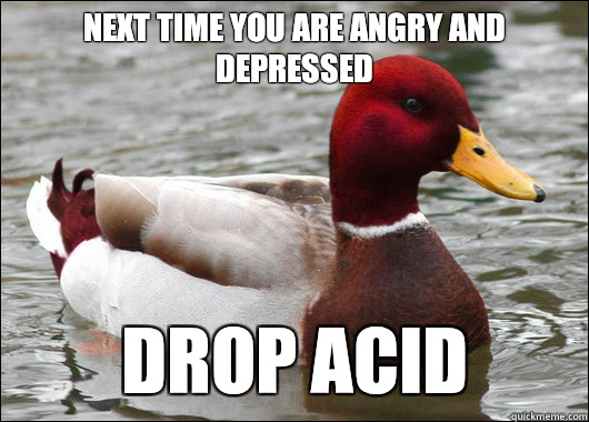 Next time you are angry and depressed Drop acid - Malicious Advice Mallard