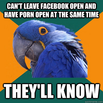 cant leave facebook open and have porn open at the same tim - Paranoid Parrot