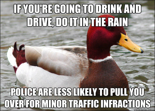 if youre going to drink and drive do it in the rain police - Malicious Advice Mallard