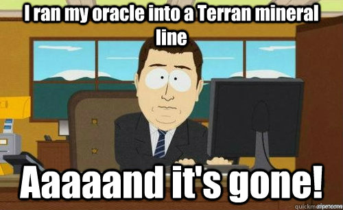 i ran my oracle into a terran mineral line aaaaand its gone - anditsgone
