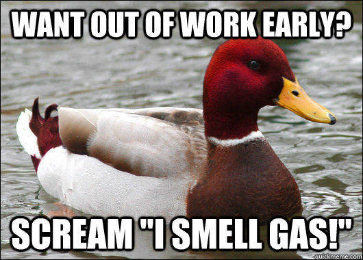 want out of work early scream i smell gas - Malicious Advice Mallard