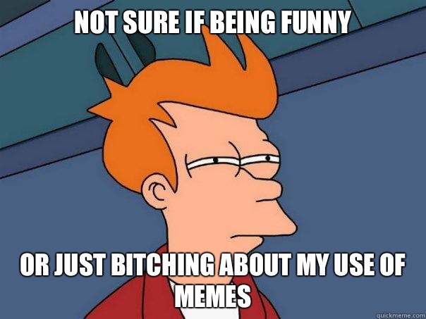 Not sure if being funny Or just bitching about my use of mem - Futurama Fry