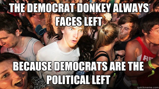 the democrat donkey always faces left because democrats are - Sudden Clarity Clarence