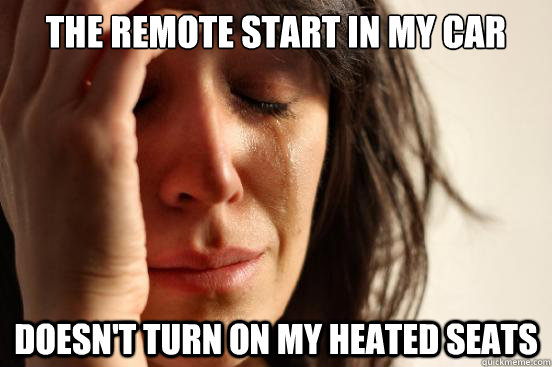 the remote start in my car doesnt turn on my heated seats - First World Problems