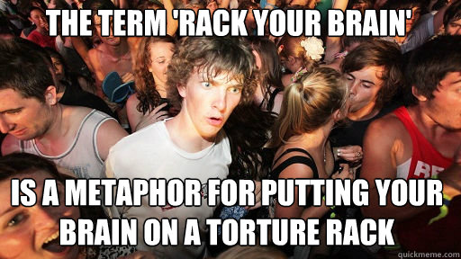 the term rack your brain is a metaphor for putting your b - Sudden Clarity Clarence