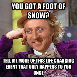 you got a foot of snow tell me more of this life changing e - Condescending Wonka
