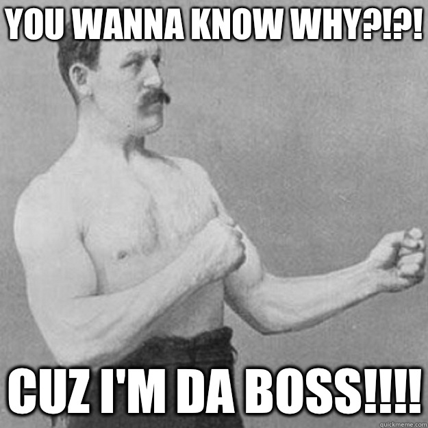You wanna know why Cuz Im da BoSs - overly manly man
