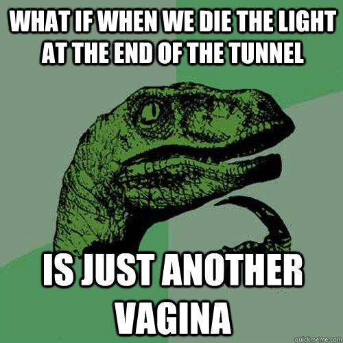 what if when we die the light at the end of the tunnel is ju - Philosoraptor