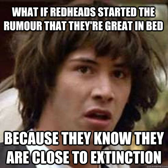 what if redheads started the rumour that theyre great in be - conspiracy keanu