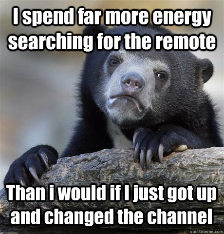 i spend far more energy searching for the remote than i woul - Confession Bear