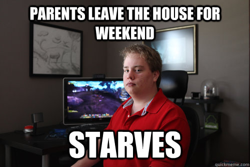 parents leave the house for weekend starves -