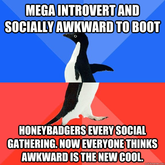 mega introvert and socially awkward to boot honeybadgers eve - Socially Awkward Awesome Penguin