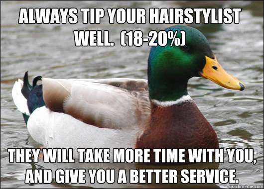 always tip your hairstylist well 1820 they will take m - Actual Advice Mallard