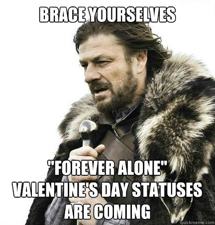 brace yourselves forever alone valentines day statuses ar - braceyouselves