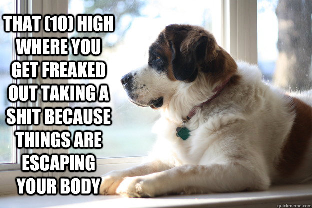 that 10 high where you get freaked out taking a shit becau - deep thoughts