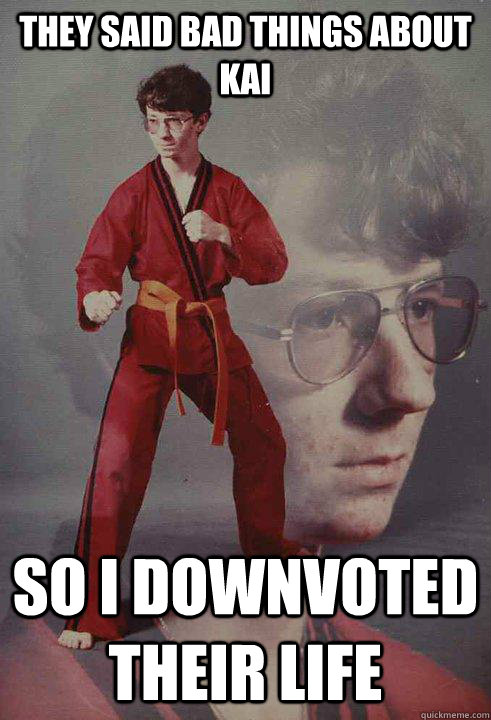 they said bad things about kai so i downvoted their life - Karate Kyle