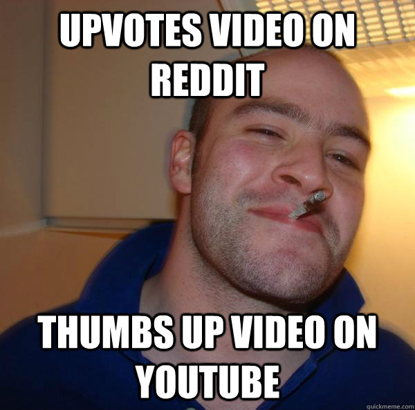 upvotes video on reddit thumbs up video on youtube - Good Guy Greg